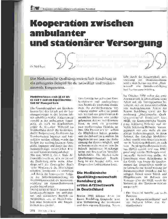 Vorschauseite 1: Kooperation zwischen ambulanter und stationärer Versorgung