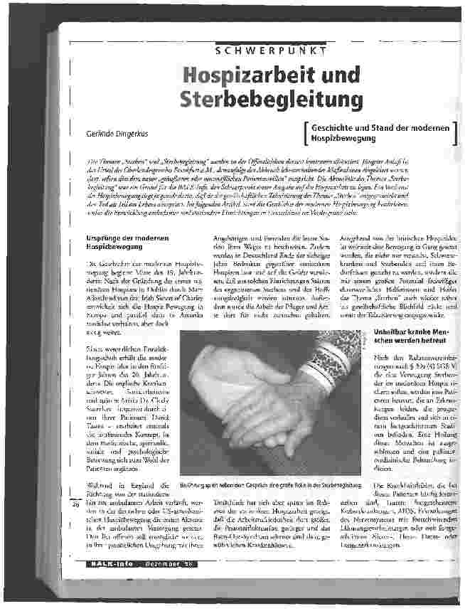 Vorschauseite 1: Geschichte und Stand der modernen Hospizbewegung