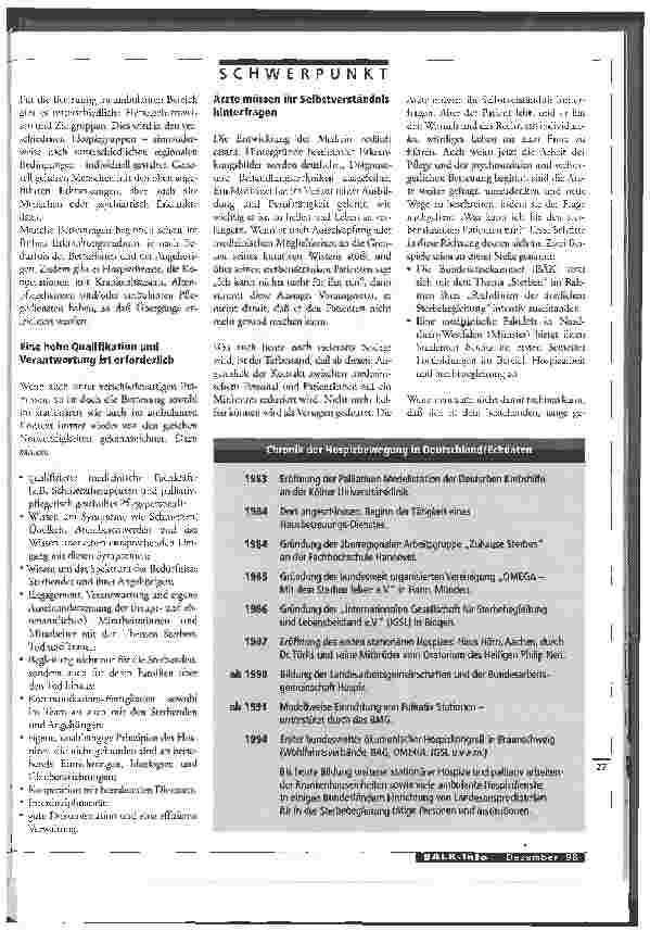 Vorschauseite 2: Geschichte und Stand der modernen Hospizbewegung
