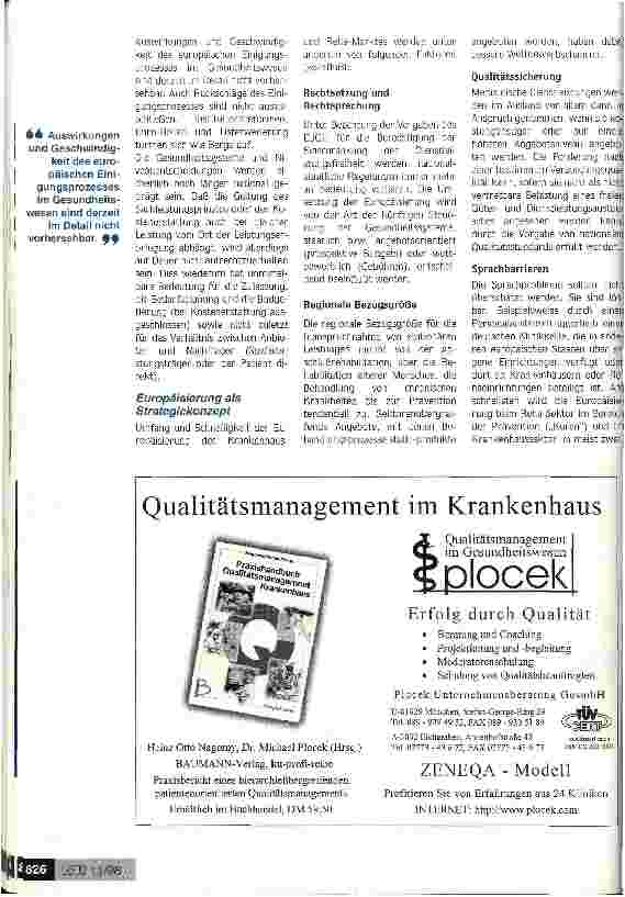Vorschauseite 5: Regionalisierung oder Europäisierung - der künftige Krankenhausund Rehamarkt