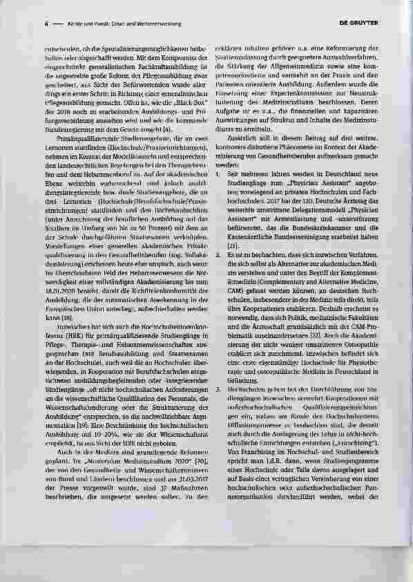 Vorschauseite 3: Erhalt und Weiterentwicklung einer hochwertigen Gesundheitsversorgung als Ziel gesundheitsberuflicher Bildung und Beschäftigung