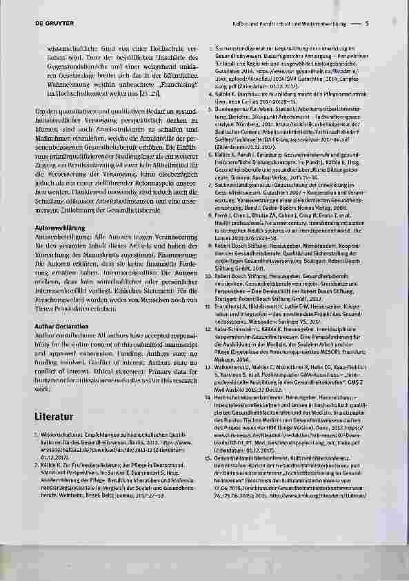 Vorschauseite 4: Erhalt und Weiterentwicklung einer hochwertigen Gesundheitsversorgung als Ziel gesundheitsberuflicher Bildung und Beschäftigung