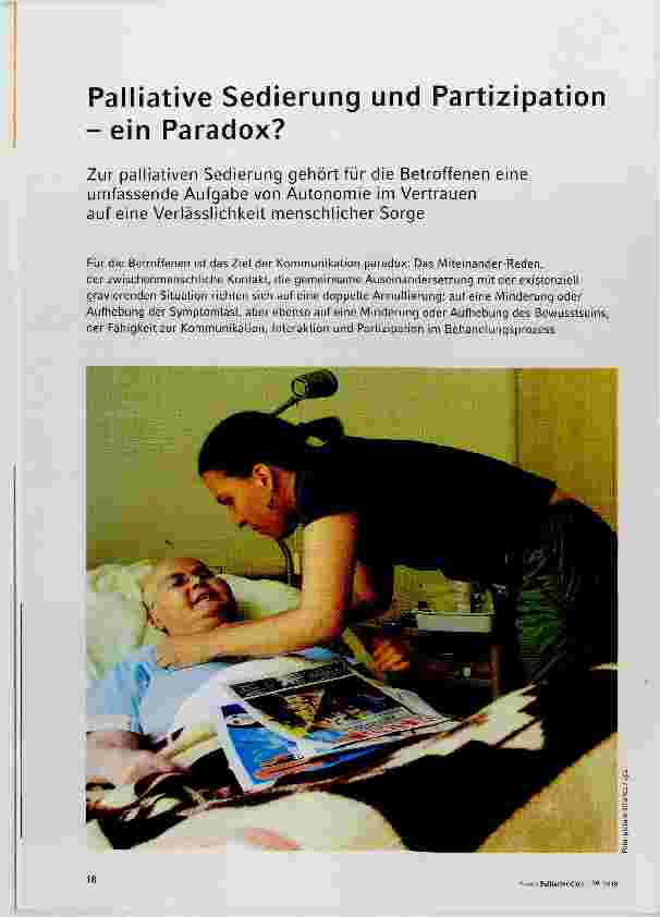 Vorschauseite 1: Palliative Sedierung und Partizipation ein Paradox?