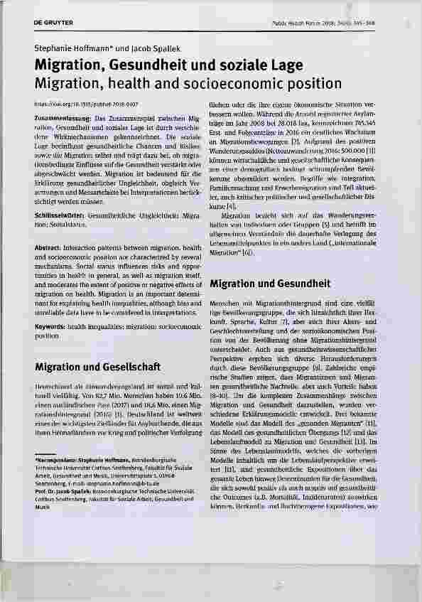 Vorschauseite 1: Migration, Gesundheit und soziale Lage