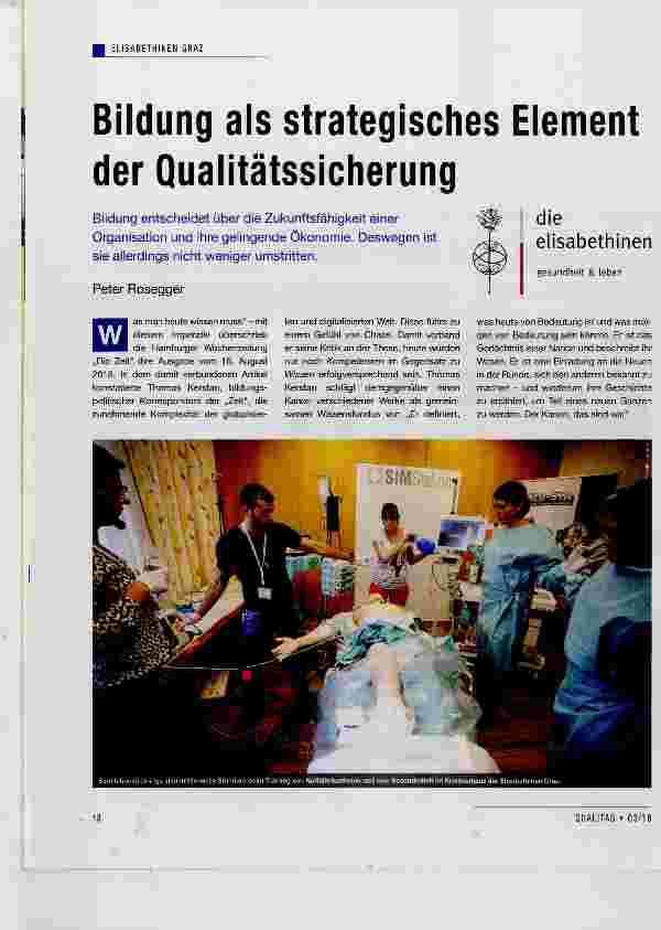 Vorschauseite 1: Bildung als strategisches Element der Qualitätssicherung