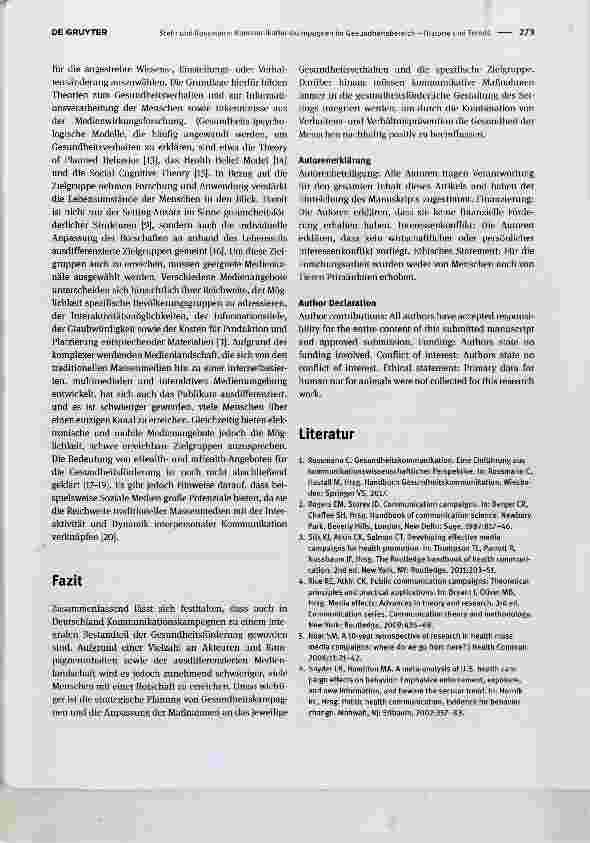 Vorschauseite 3: Kommunikationskampagnen im Gesundheitsbereich Historie und Trends Communication campaigns in the health Domain history and trends