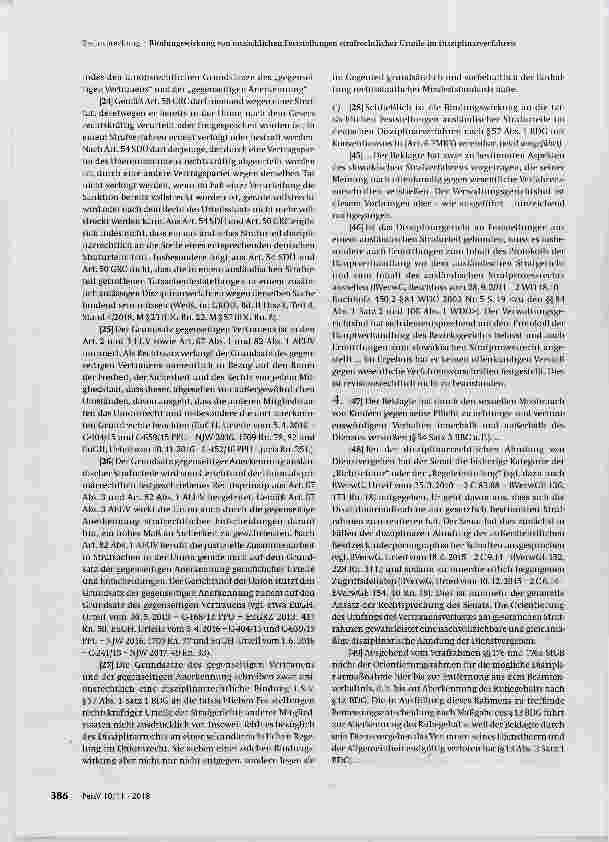 Vorschauseite 3: Bindungswirkung eines ausländischen Strafurteils im Disziplinarverfahren