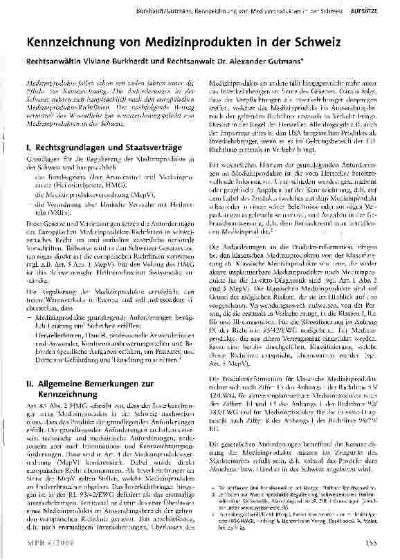 Vorschauseite 1: Kennzeichnung von Medizinprodukten in der Schweiz