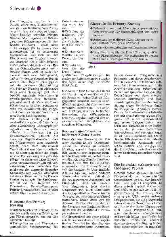 Vorschauseite 2: Primary Nursing - Primär-Pflege Primary Nursing und die Interaktionstheorie von Hildegard Peplau