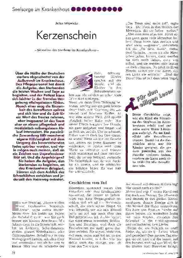 Vorschauseite 1: Kerzenschein Situation des Sterbens im Krankenhaus