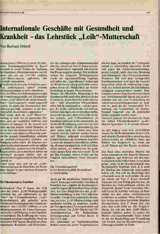 Vorschauseite 1: Internationale Geschäfte mit Gesundheit und Krankheitdas Lehrstück Leih-Mutterschaft