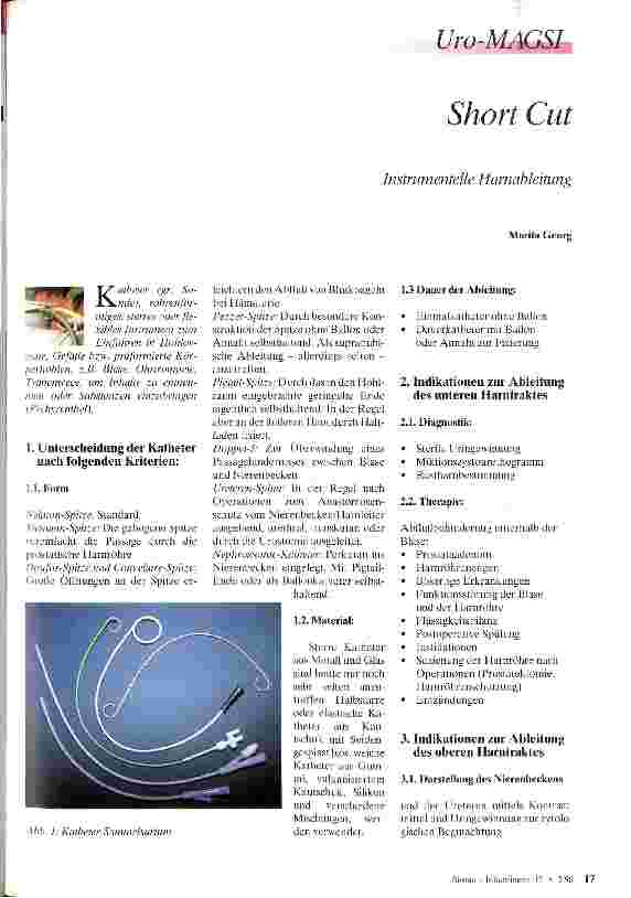 Vorschauseite 1: Short Cut Instrumentelle Harnableitung