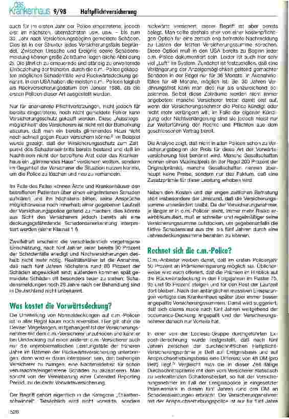 Vorschauseite 4: Claims made - Risiken eines neuen Versicherungstyps