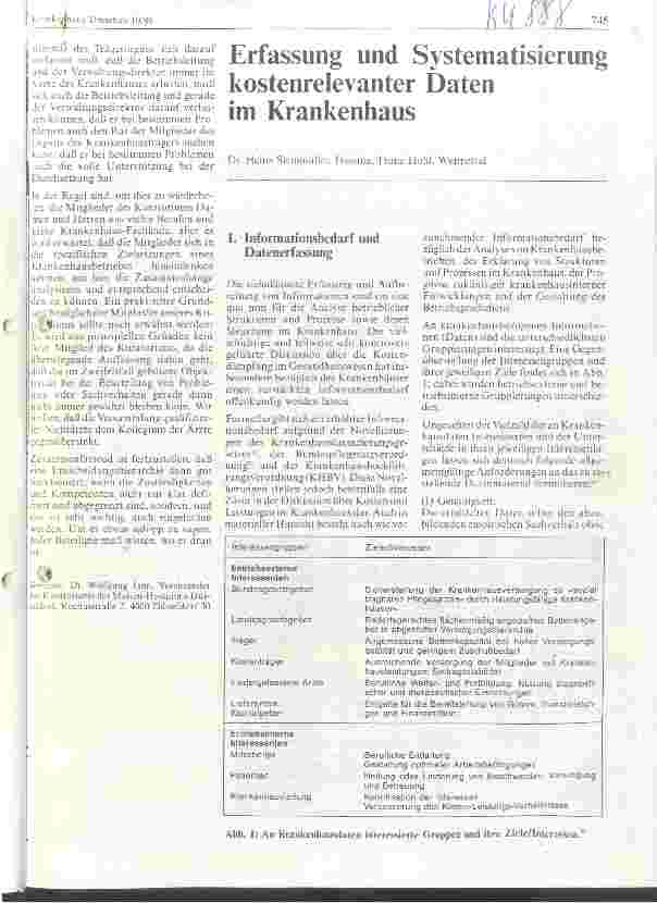 Vorschauseite 1: Erfassung und Systematisierung kostenrelevanter Daten im Krankenhaus