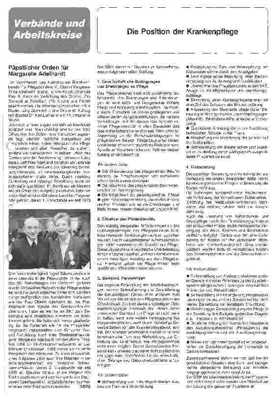 Vorschauseite 1: Die Position der Krankenpflege