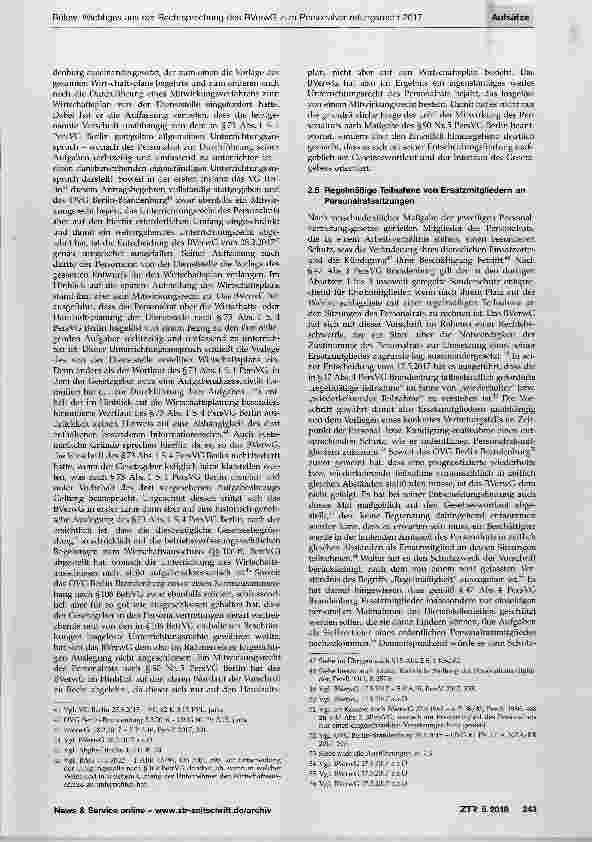 Vorschauseite 4: Wichtiges aus der Rechtsprechung des Bundesverwaltungsgerichts zum Personalvertretungsrecht 2017