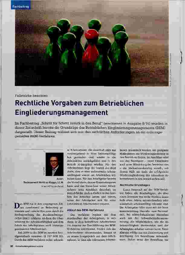 Vorschauseite 1: Rechtliche Vorgaben zum Betrieblichen Eingliederungsmanagement