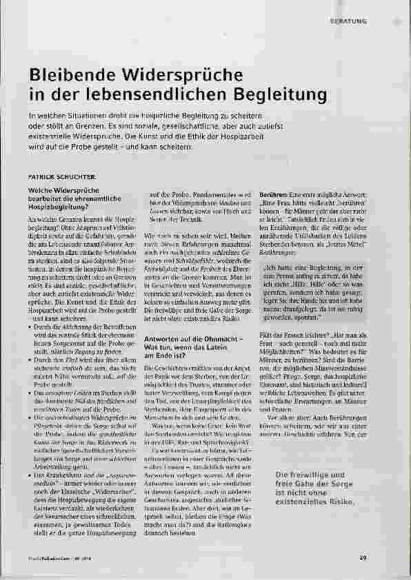Vorschauseite 2: Bleibende Widersprüche in der lebensendlichen Begleitung