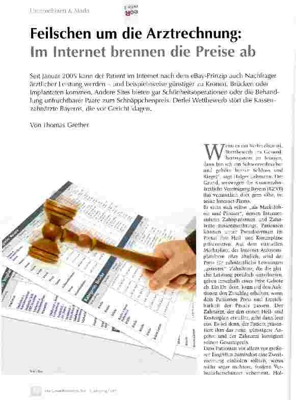 Vorschauseite 1: Feilschen um die Arztrechnung: Im Internet brennen die Preise ab