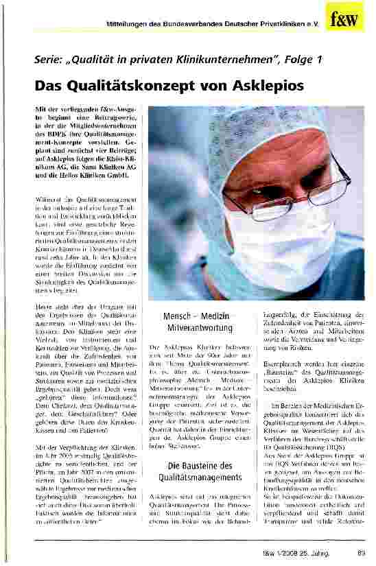 Vorschauseite 1: Das Qualitätskonzept von Asklepios
