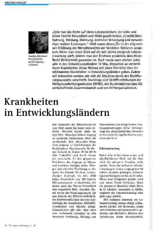 Vorschauseite 1: Krankheiten in Entwicklungsländern
