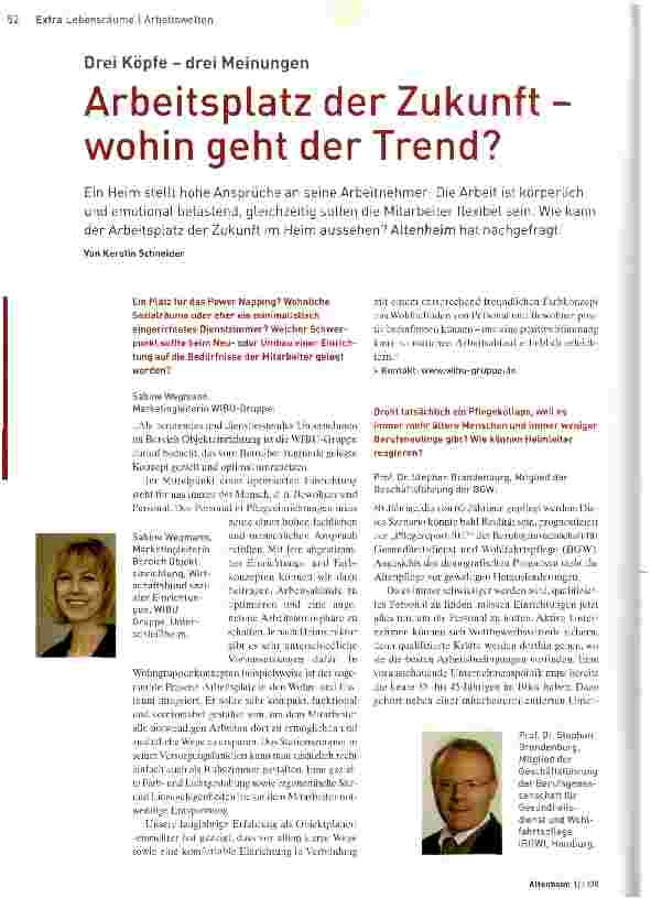 Vorschauseite 1: Arbeitsplatz der Zukunft -wohin geht der Trend?