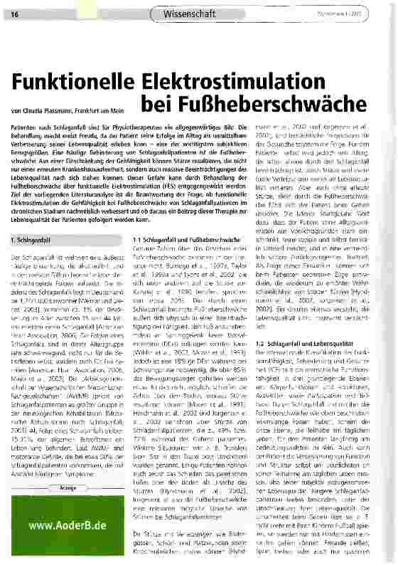 Vorschauseite 1: Funktionelle Elektrostimulation bei Fußheberschwäche