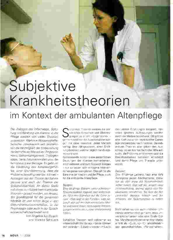 Vorschauseite 1: Subjektive Krankheitstheorien