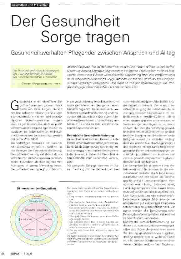 Vorschauseite 1: Der Gesundheit Sorge tragen