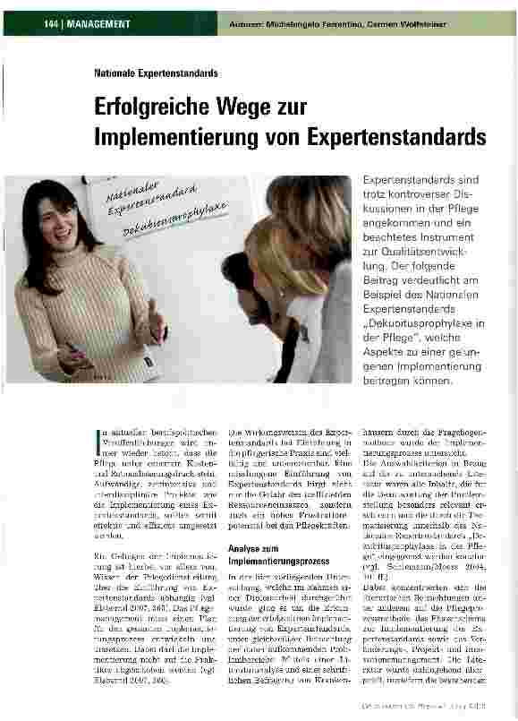 Vorschauseite 1: Erfolgreiche Wege zur Implementierung von Expertenstandards