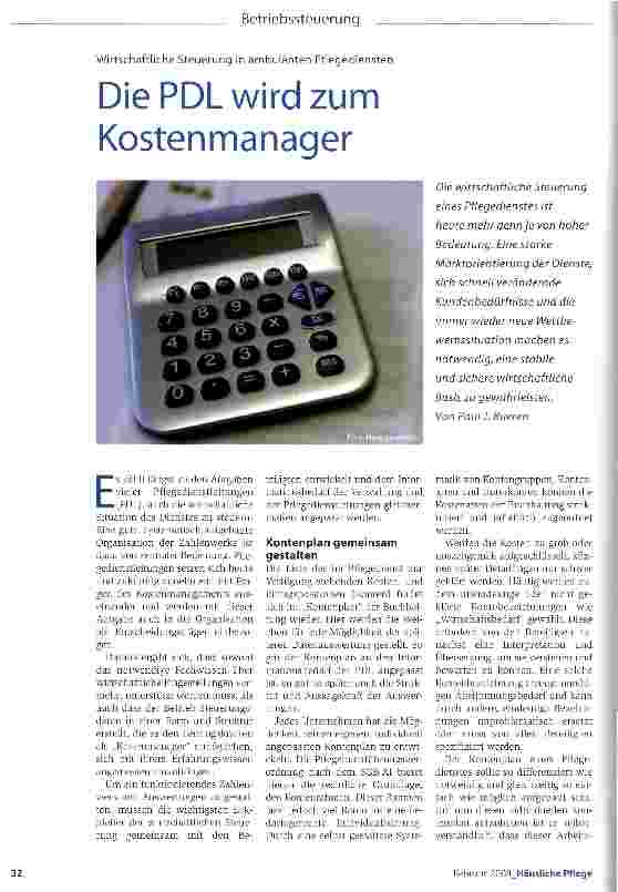 Vorschauseite 1: Die PDL wird zum Kostenmanager