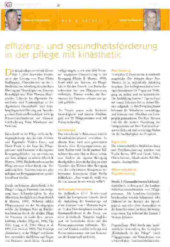 Vorschauseite 1: Effizienzund Gesundheitsförderung in der Pflege mit Kinästhetik