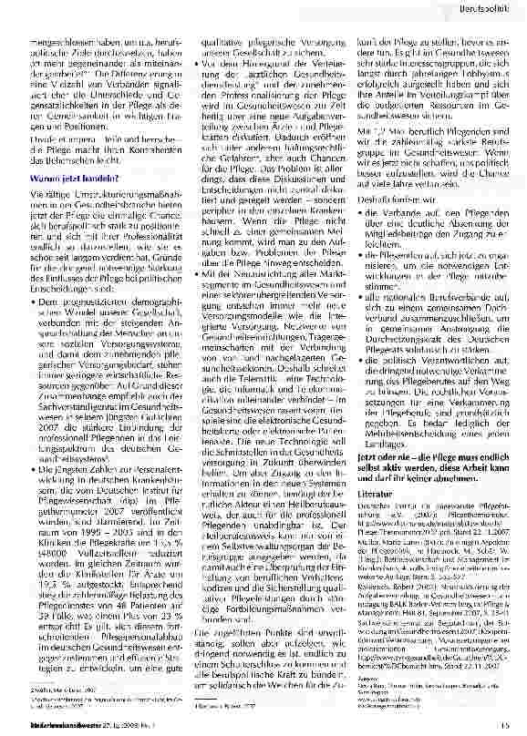 Vorschauseite 2: Jetzt oder nie - von der Notwendigkeit der Solidarisierung in der Pflege