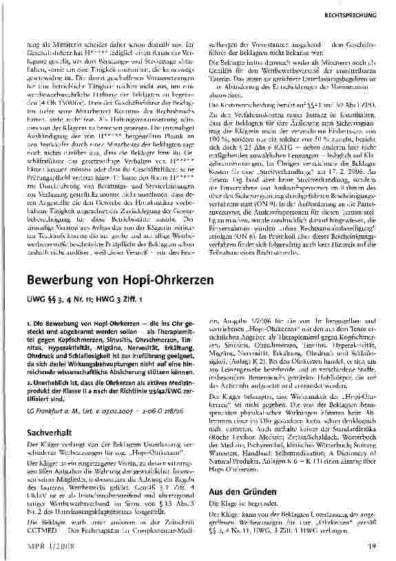 Vorschauseite 1: Bewerbung von Hopi-Ohrkerzen