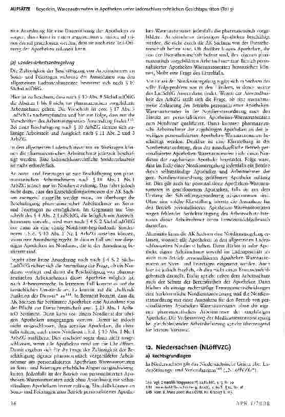 Vorschauseite 3: Warenautomaten in Apotheken unter ladenschlussrechtlichen Gesichtspunkten (Teil 3)