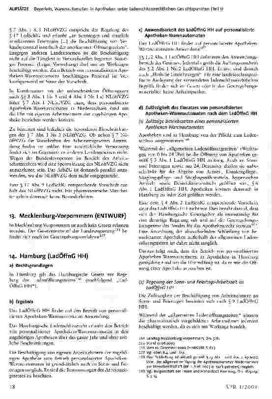 Vorschauseite 5: Warenautomaten in Apotheken unter ladenschlussrechtlichen Gesichtspunkten (Teil 3)