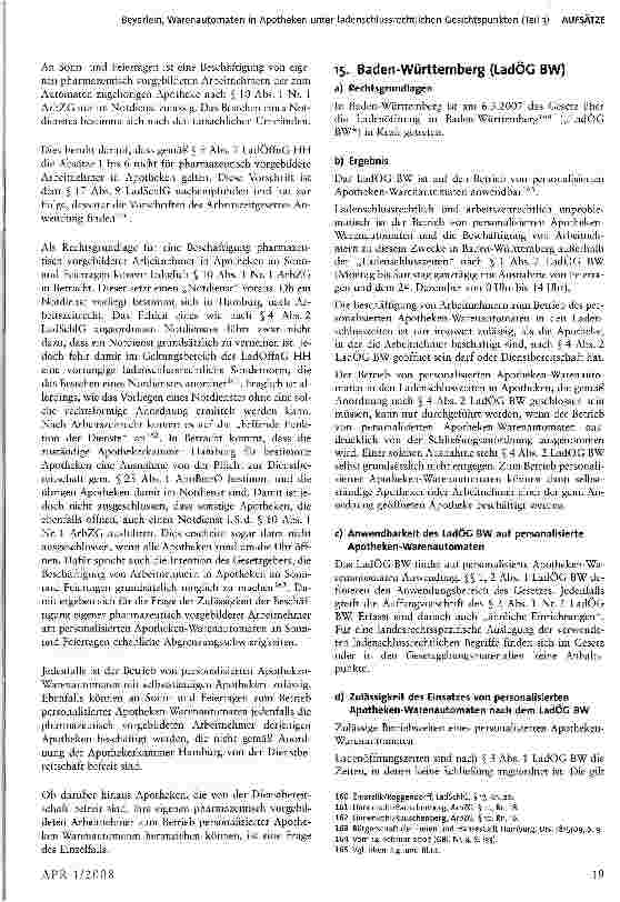 Vorschauseite 6: Warenautomaten in Apotheken unter ladenschlussrechtlichen Gesichtspunkten (Teil 3)