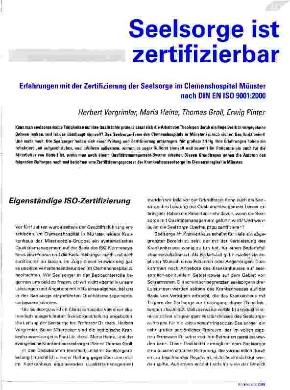 Vorschauseite 1: Seelsorge ist zertifizierbar
