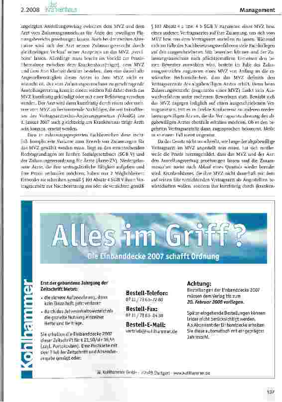 Vorschauseite 2: Braucht unser Krankenhaus ein A/VVZ?