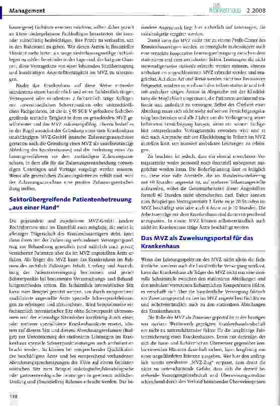 Vorschauseite 3: Braucht unser Krankenhaus ein A/VVZ?