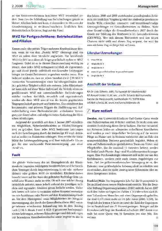 Vorschauseite 4: Braucht unser Krankenhaus ein A/VVZ?