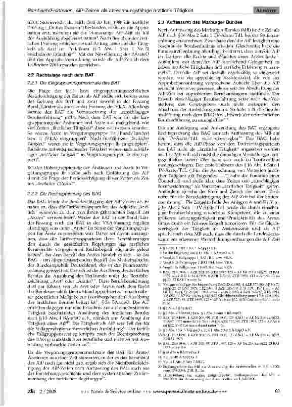 Vorschauseite 2: AiP-Zeiten als anrechnungsfähige ärztliche Tätigkeit oder berücksichtigungsfähige Berufserfahrung aus nichtärztlicher Tätigkeit? Eine Bestandsaufnahme der tariflichen Neuregelunge…