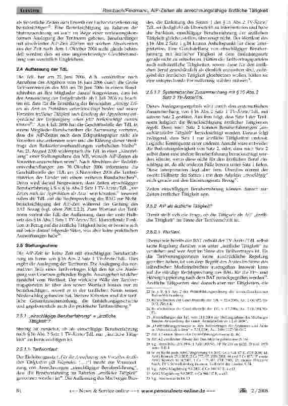Vorschauseite 3: AiP-Zeiten als anrechnungsfähige ärztliche Tätigkeit oder berücksichtigungsfähige Berufserfahrung aus nichtärztlicher Tätigkeit? Eine Bestandsaufnahme der tariflichen Neuregelunge…