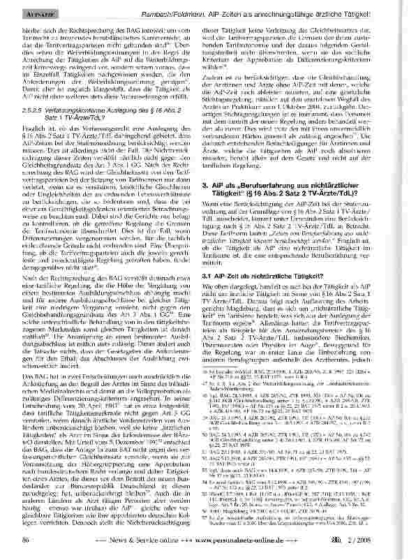 Vorschauseite 5: AiP-Zeiten als anrechnungsfähige ärztliche Tätigkeit oder berücksichtigungsfähige Berufserfahrung aus nichtärztlicher Tätigkeit? Eine Bestandsaufnahme der tariflichen Neuregelunge…