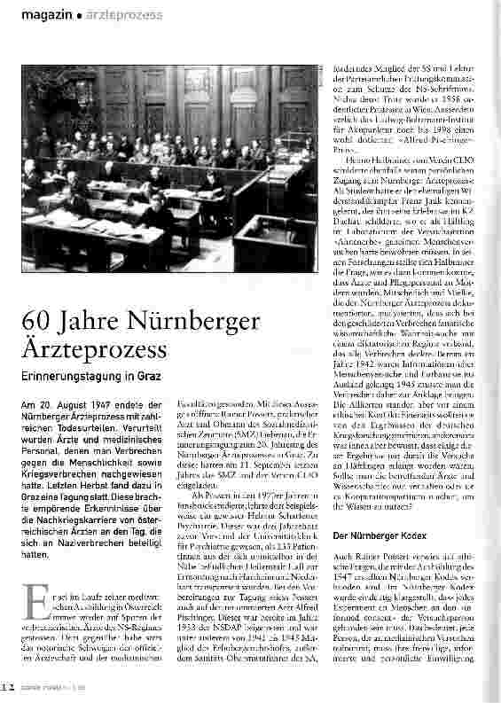Vorschauseite 1: 60 Jahre Nürnberger Ärzteprozess