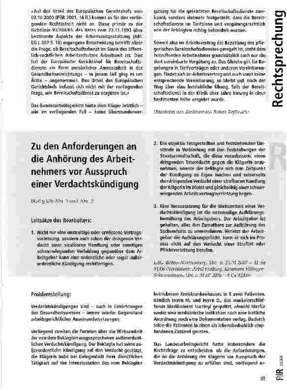 Vorschauseite 6: Abgrenzung Bereitschaftsdienst -Überstunden