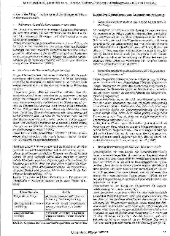 Vorschauseite 3: Gesundheitsförderung und Prävention:Subjektive Definitionen, Einstellungen und Handlungsansätze aus Sicht von Pflegekräften