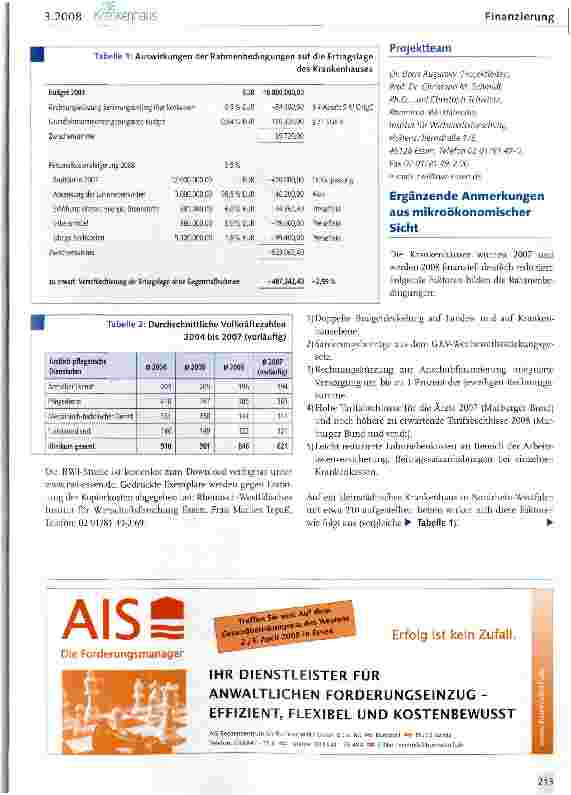 Vorschauseite 5: Die wirtschaftliche Lage der Krankenhäuser 2008 und 2009