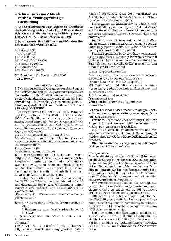 Vorschauseite 1: Schulungen zum AGG als mitbestimmungspf lichtige Fortbildung