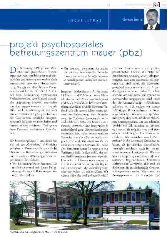 Vorschauseite 1: projekt psychosoziales betreuungszentrum mauer (pbz)